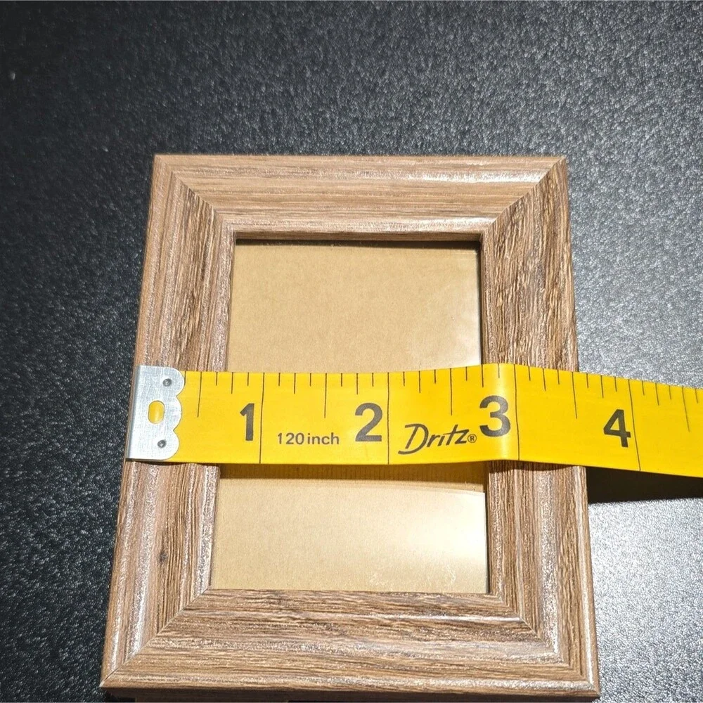 MSPCI 2.5x3.5 Brown Wood Grain Photo Frame w/ Glass Freestanding Portrait